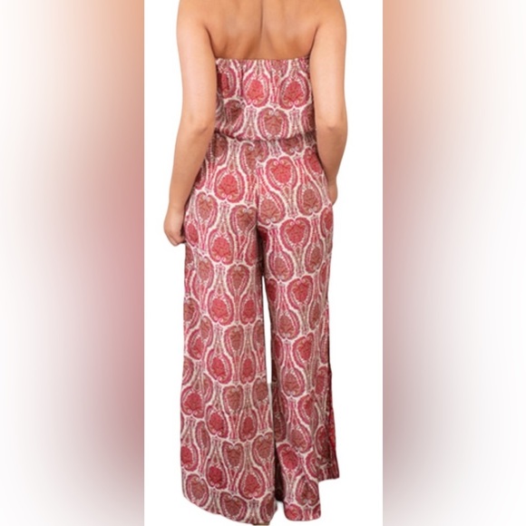 Elan Casablanca Strapless Jumpsuit w High Slit in Coral FloralBerry - Picture 8 of 8
